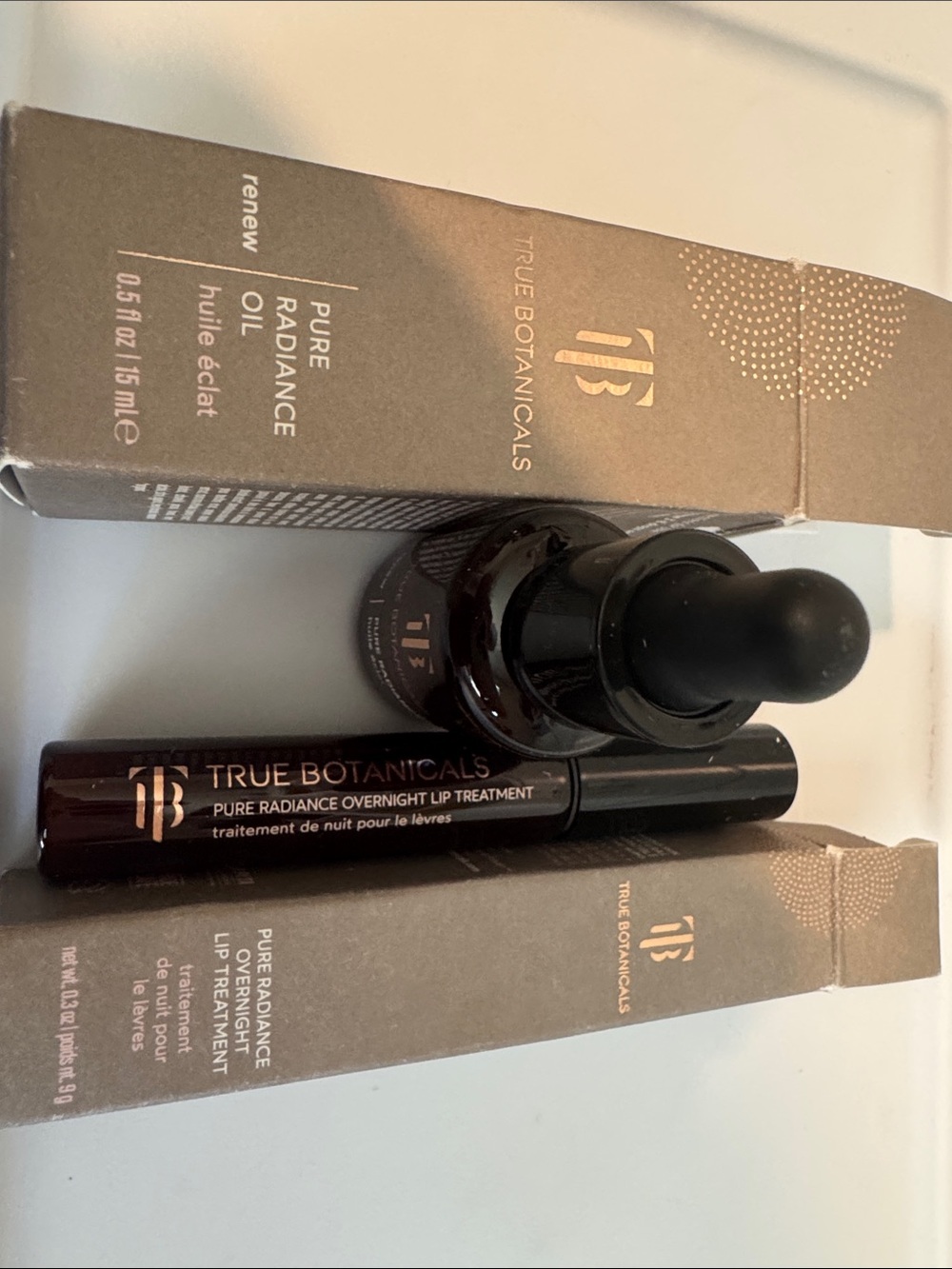 True Botanicals Pure Radiance Overnight Lip Treatment and Face Oil